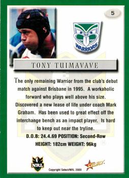 2000 Select #5 Tony Tuimavave Back